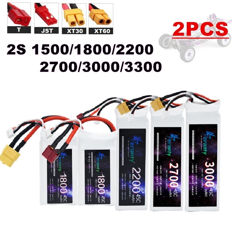2PCS 7.4V Lipo 2S Battery 1500 - Drone Rc Race recension och pris