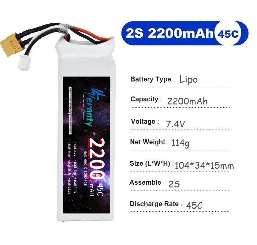 2PCS 7.4V Lipo 2S Battery 1500 - Drone Rc Race recension och pris
