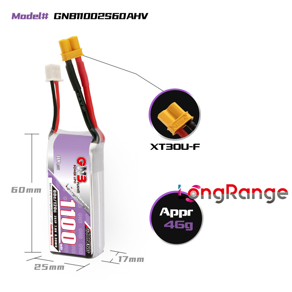 GNB 1100mAh 2S 3S 4S 6S 60C/12 - Drone Rc Race recension och pris
