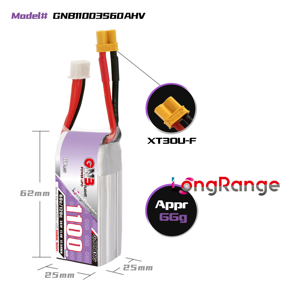 GNB 1100mAh 2S 3S 4S 6S 60C/12 - Drone Rc Race recension och pris