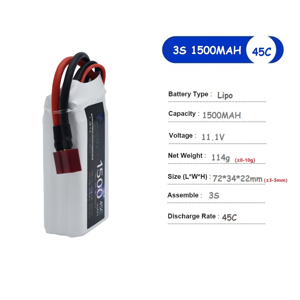 11.1V LiPo Battery 3S 1500mah  - Drone Rc Race recension och pris